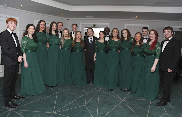 Patrick Cassidy (centre) with some of the performers on the night. 