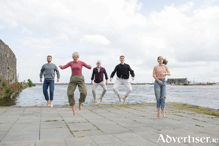 15/05/22 repro free: Spotted at the Spanish Arch in Galway members of Ériu Dance company rehearsing a scene from their new show "The Village" ahead of its world premiere at Black Box Theatre, Galway, this Friday, May 20th. See tht.ie
 Photo:Andrew Downes, Xposure.