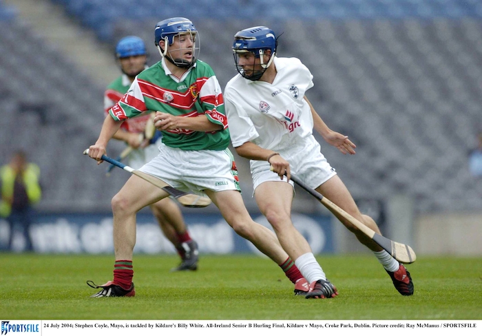 Back before Christy: Stephen Coyne in action for Mayo against Kildare in the last All Ireland Senior B Hurling Championship final in 2004 before the tiered system was introduced. Photo: Sportsfile. 