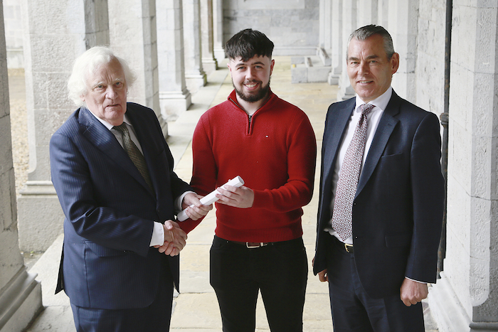 Top scholar: Seamus McDermott; Alan Donnelly (recipient of the inaugural the Séamus McDermott Entrepreneurial Scholarship) and Aidan Corless, Chairman of The Liffey Trust. 