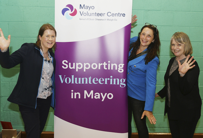 Mayo Volunteer Centre Celebrating Community Connections at the Leisure Centre Ballina with Kathy Roland, Edel Gallagher and Lesley Moore (manager). Photo: John O'Grady.   