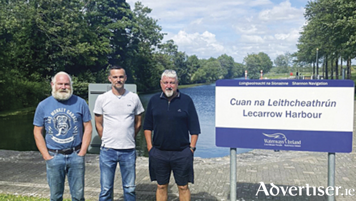 Pictured, l-r, Paddy Mons, Mossy Reilly and Owen O'Connor who are sailing around Ireland to raise funds for the Lecarrow Benevolant Fund