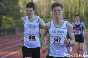 Kyle Moorhead of Craughwell AC just pips clubmate Jack Miskella for 800m gold. Photo: John O&rsquo;Connor.