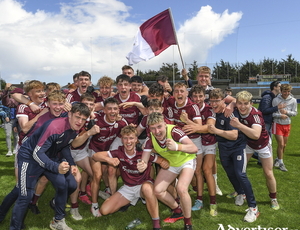 Galway players celebrating at Parnell Park on Saturday.