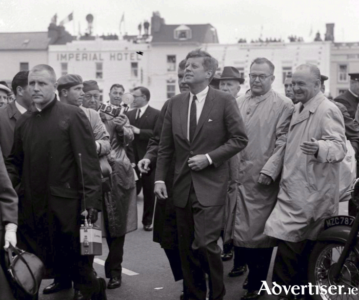 President Kennedy pictured arriving in Eyre Square
