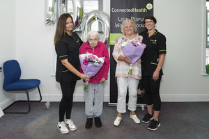 Pictured at the opening of the Mayo office of Connected Health are Annette Jennings, Delia Bartley (service user), Maura Lydon (service user) and Bernice McCartan. Photo: John Mee Photography