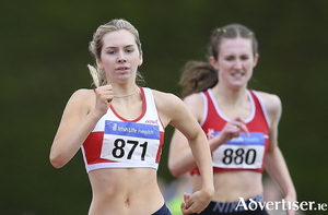  Emma Moore of Galway City Harriers AC on her way to winning the U19 800m final during day one of the Irish Life Health National Juvenile Track and Field Championships at Tullamore in Offaly. Photo: George Tewkesbury/Sportsfile 