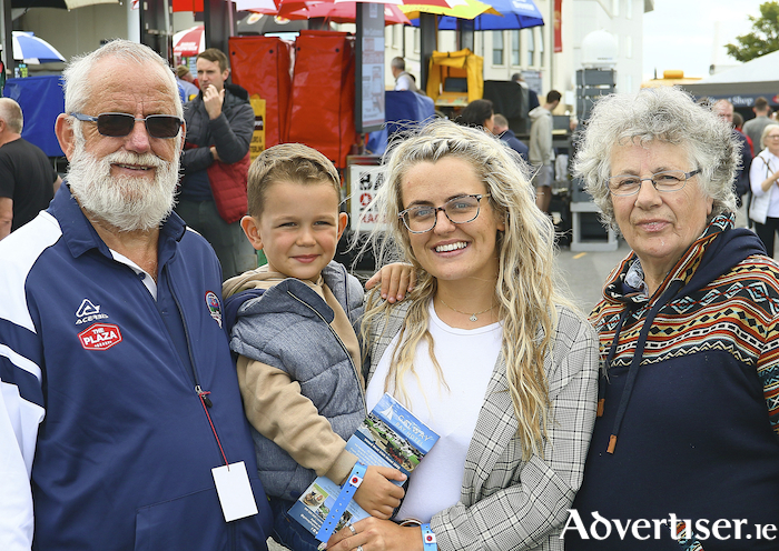 Stephen and Ann Moran, Ballinderreen with their daughter  Ciara and grandson Cody McDonagh at the Galway Races on Monday. 
Photo:- Mike Shaughnessy
