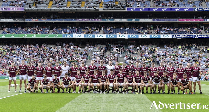 24 July 2022; The Galway squad before the GAA Football All-Ireland Senior Championship Final match between Kerry and Galway at Croke Park in Dublin. Photo by Piaras Ó Mídheach/Sportsfile