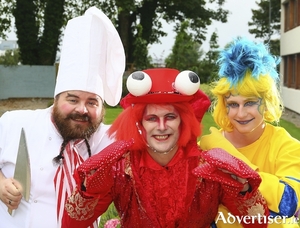 Mike Cooney as Chef Louis, Declan J Gardiner as Sebastian and Cameron Heneghan as Flounder star in Disney&#039;s The Little Mermaid, Galway&#039;s Summer Musical which opens in The Town Hall Theatre on August 10th until the 14th. Photo:- Mike Shaughnessy