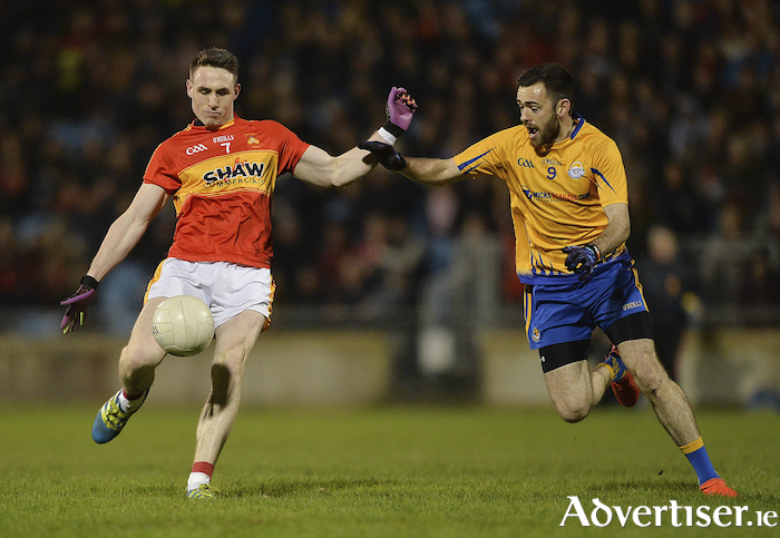 Into the semi-finals: Castlebar Mitchels Paddy Durcan and Knockmore's Kevin McLoughlin were key men in their sides progress to the semi-finals of the Mayo GAA Senior League Division 1 last weekend. Photo: Sportsfile 