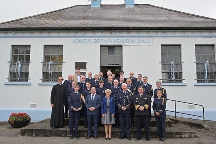 Dignitaries at the recent celebration of Admiral Brown in Foxford. 