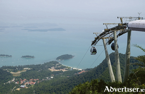Langkawi, Malaysia - 24 JUNE, 2015: The cable car in Langkawi island, transportation to the top of the mountain where can see the panoramic view of the city