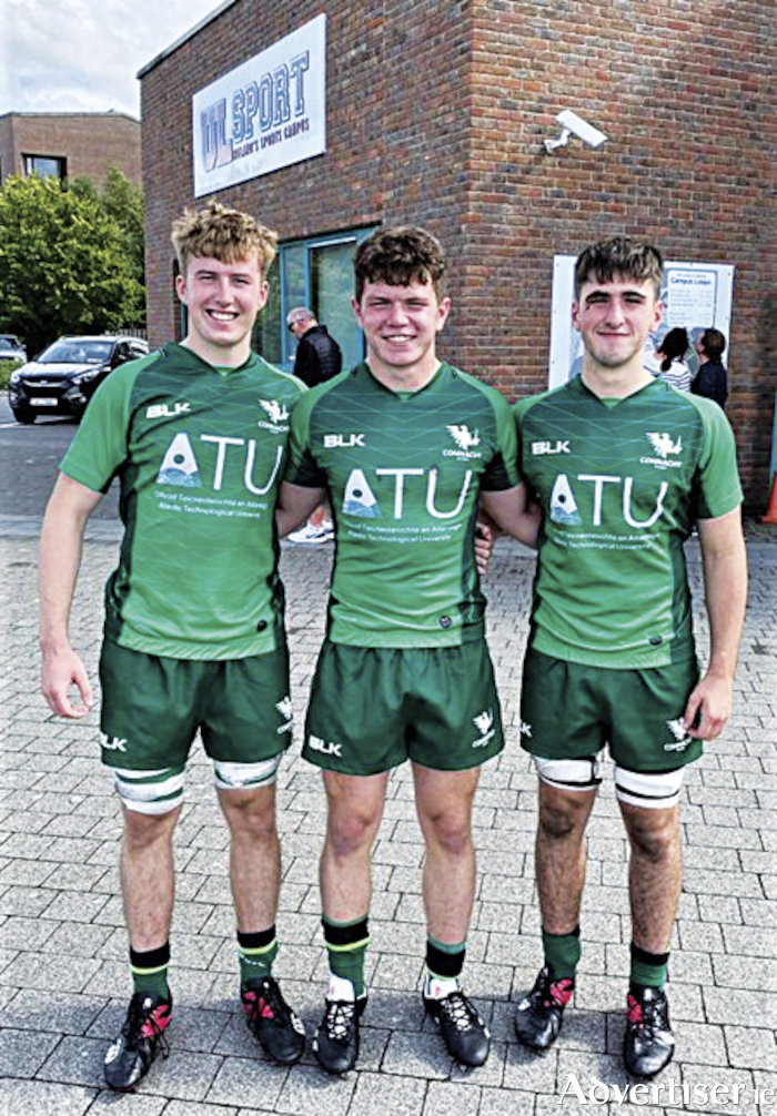 Buccaneers trio, Niall Tallon, Sean Rohan and Paddy Egan, who played for Connacht U18S in their win over Munster at the UL Arena