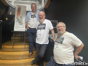 Willy Brennan, Paul Callanan, and Richard Chapman at the Galway Cartoon Festival Programme Launch in the Galway City Distillery on Culture Night.