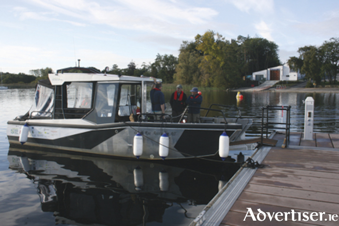 The Lough Ree Access for All wheelchair accessible boat, made a rare visit to Coosan Point on Lough Ree recently, for a event organised by the Athlone branch of the Inland Waterways Association of Ireland (IWAI).