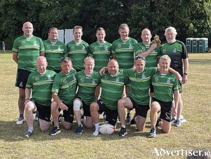 Pictured are Ireland Men’s 40s squad who participated in the recent European Touch Rugby Championships in Nottingham.  Back row, l-r, Stephen Kavanagh (DLSP), Nigel So (Buccaneers Touch), Rory Silke (Buccaneers Touch), Denis O’Connor (Buccaneers Touch), Dave White (Racoon West Galway), Peter Ashe-Browne (Coach).  Front row, l-r, Deaglán Ó’Meachair (Wicklow Touch), Damien McAllister (Belfast Warriors), Paddy O’Sullivan (Old Belvedere Touch - Captain), Piotr Dolguruki (Wicklow Touch), Jason Keane (Racoon West Galway), Dara Irwin (Racoon West Galway). 
