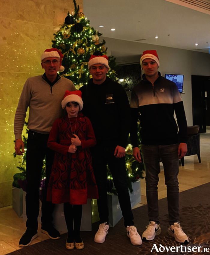 Eight year old Ruby Morrissey will switch on the Christmas lights in Athlone civic centre on Sunday evening at 4pm.  Ruby his pictured with her brother Jordan, his friend Isaac O’Neill and Cllr Aengus O’Rourke
