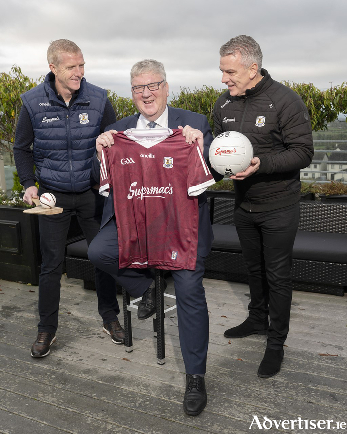 Galway hurling and football managers Henry Shefflin and Padraig Joyce pictured with Supermac’s MD Pat McDonagh at the announcement of the new five year sponsorship deal between Galway GAA and Supermac’s.