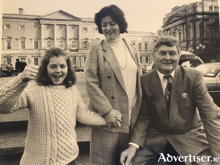 Jarlath McDonagh pictured with his wife Gerardine and daughter Eimear on his first day in Seanad Eireann in 1993. 