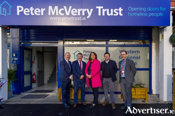 From left: Pat Doyle, CEO, Peter McVerry Trust; Seán Canney TD; Anne Rabbitte, Minister for State for Disability; Cllr Joe Sheridan; and Francis Doherty, director of housing, Peter McVerry Trust.