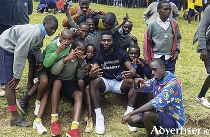 Westmeath footballer, Boidu Sayeh, is pictured in Nairobi, Kenya, during a recent visit to the African country to participate in the first ever ‘Plant the Planet Games’