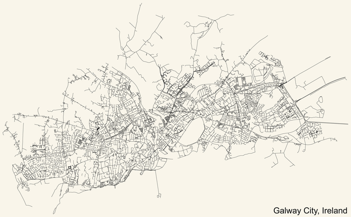 A map of Galway city's roads. 