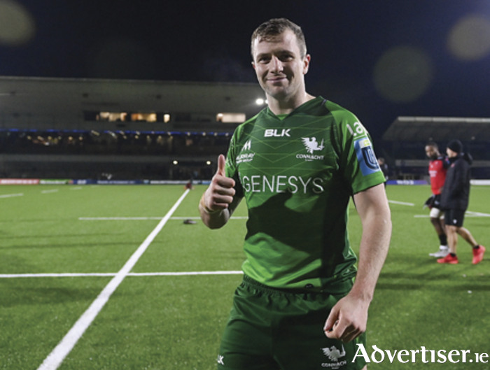Connacht captain and record points scorer, Jack Carty, is pictured after his side’s victory in the United Rugby Championship match between Connacht and Emirates Lions at The Sportsground in Galway. Photo by Seb Daly/Sportsfile