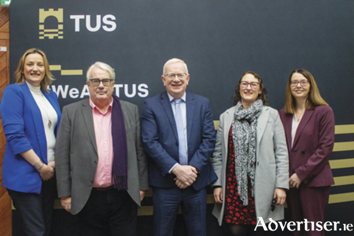 Pictured, l-r, Michelle McKeon-Bennett, Dean of Faculty of Business and Hospitality, Frank Clarke SC, Keynote Speaker, Professor Vincent Cunnane, President TUS, Alison Hough, Senior Law Lecturer, Alison Sheridan, Head of Department of Business & Management
