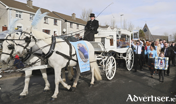 The funeral cortege of John Keenan Sammon, leaving the Church of The Resurrection, Ballinfoyle after requiem Mass on Wednesday. Photos:- Mike Shaughnessy
