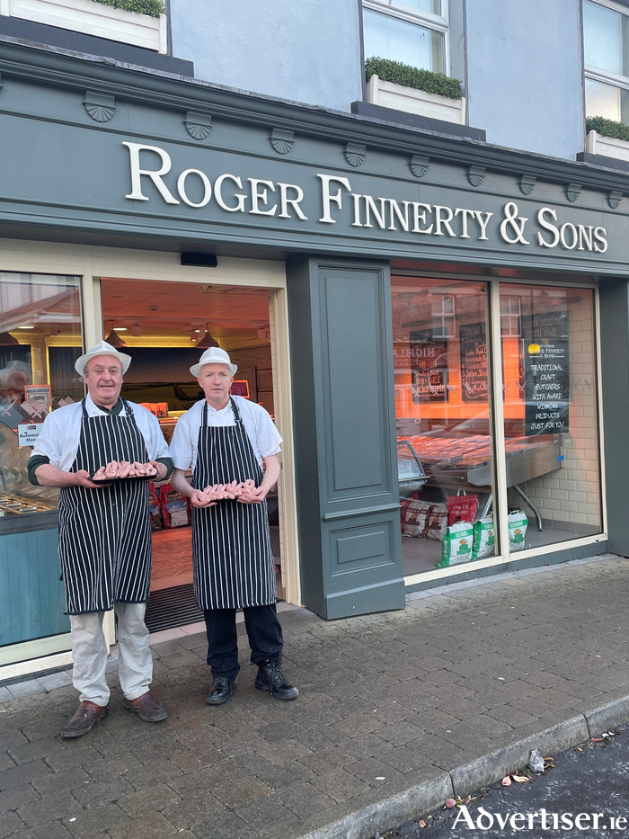 Award winners: John McQuinn and Gerry Conneely of Roger Finnerty & Sons three-generation butchery scoop up five awards for their sausages.