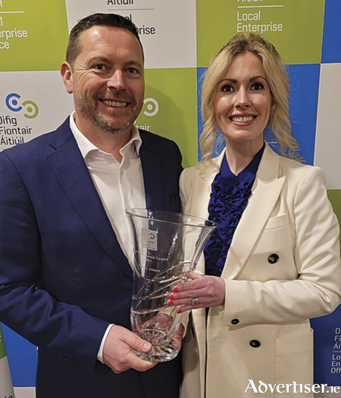 Lark Bridal was named the overall winning business at the recently hosted Roscommon Enterprise awards.  Pictured are the business owners, Jason and Ruth Larkin