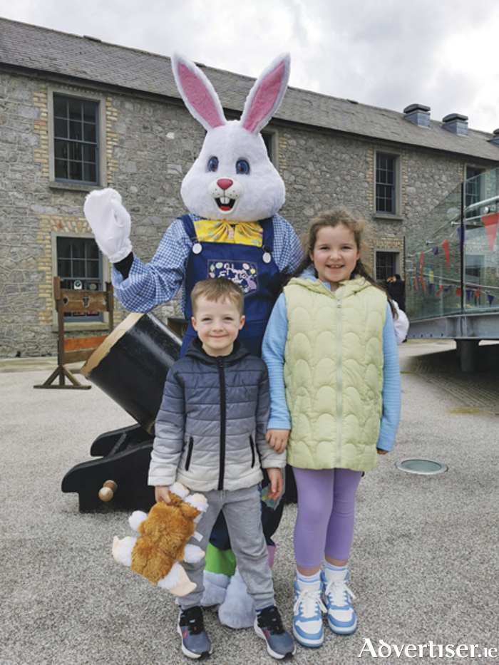 Ella and Aaron Jinks meet the Easter Bunny during the Easter Trail which took place in Athlone Castle Visitor Centre on Saturday