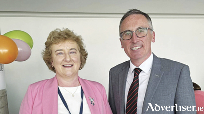Yvonne Dooner, who has retired from Westmeath County Council following 41 years of service is pictured with Cathaoirleach, Westmeath County Council, Cllr Aengus O’Rourke