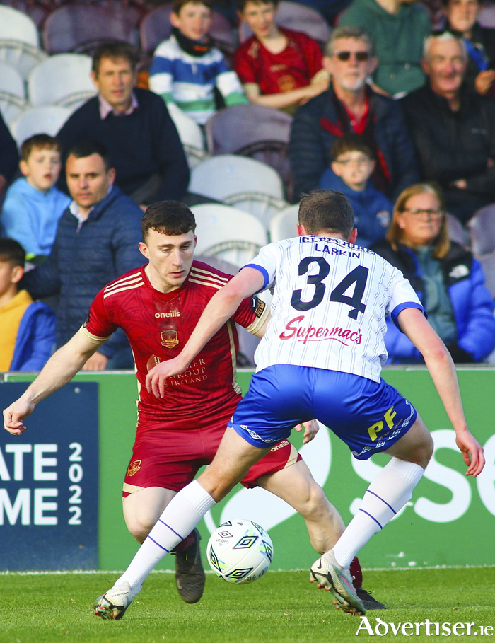 Galway United's Edward McCarthy scored the opening goal against Waterford FC in the SSE Airtricity LEague game at Eamonn Deacy Park on Friday night. 
Photo:- Mike Shaughnessy 