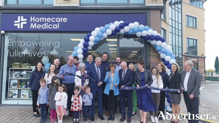 The McGuinness family, pictured with Homecare staff, cut the ribbon at the recent store opening.  Homecare Medical is an Irish family-owned and operated business. 