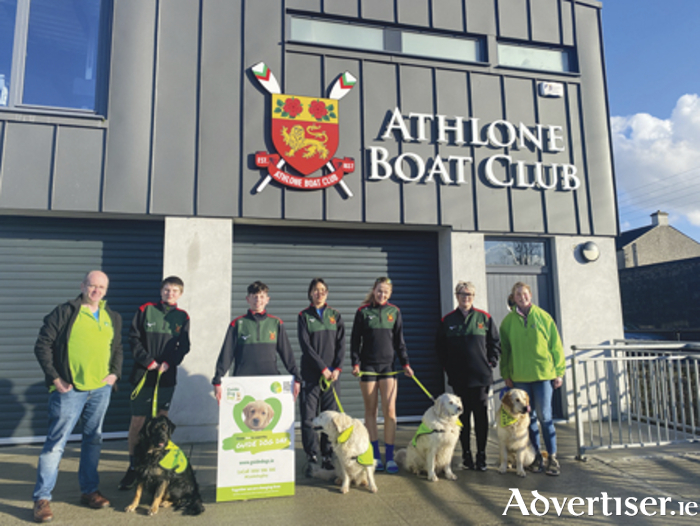 Members of Athlone Boat Club pictured at their recent launch in conjunction with the Midlands Branch of the Irish Guide Dogs. 