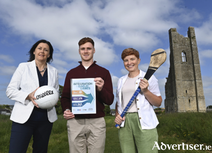 Katie Liston, Conor Meyler and Aoife Lane during the Gaelic Games Integration Policy Brief at Trim Castle in Meath. Photo by Piaras ? M?dheach/Sportsfile