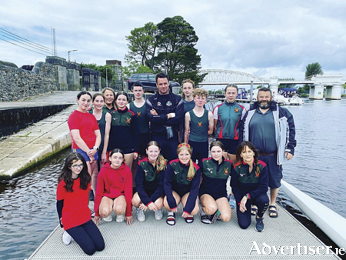 Athlone Boat Club members are pictured with Bressie and club president, Paul Donovan