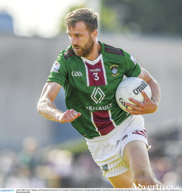 Caulry club player, Kevin Maguire (pictured in action for Westmeath in the recent All-Ireland series) will be hoping for a second victory in this season's Westmeath senior football championship when the Mount Temple/Baylin team play Killucan on Saturday evening in Shandonagh. Photo by Matt Browne/Sportsfile