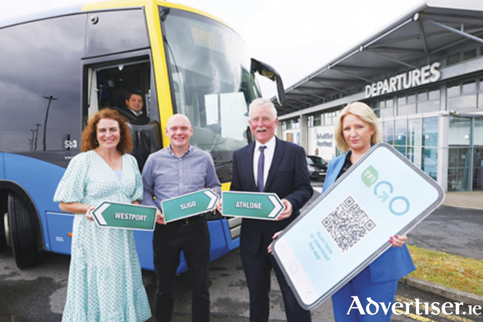 Marie King, Sales & Marketing manager Bus Éireann North West, Donal Healy, Head of Aviation Business Development, Marketing & Communications, Ireland West Airport, Kieran MacShea, Bus Éireann Service Delivery Manager, North West and Siobhan McAndrew, Bus Éireann Peoples Operations Manager North West with Bus Éireann driver Patryk Jablonski at Ireland West Airport