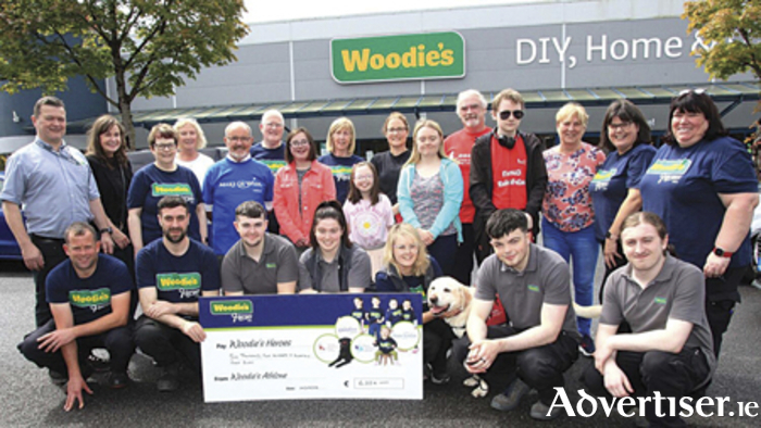 Pictured are staff members from the Athlone branch of Woodies who helped to raise in excess of €6,000 for four charitable causes this past month.