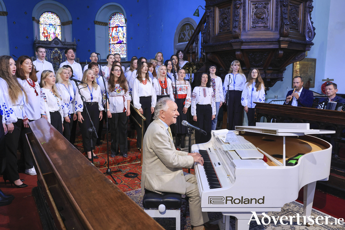 Phil Coulter with the National Ukrainian Choir performing 'Steal Away',  
Pic: Marc O'Sullivan