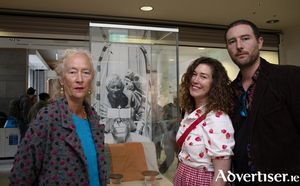 Pictured at the exhibition were Commander King&rsquo;s family members, Leonie King, Heather Finn and Cian Finn.  Photo by Marta Barcikowska.