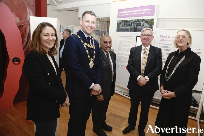 Claire Riordan, CURAM, Cllr. Eddie Hoare, Mayor of the city of Galway, Abhay Pandit, Scientific Director at CÚRAM, Ciarán Ó hÓgartaigh, University of Galway President, and Eithne Verling, Galway City Museum Director