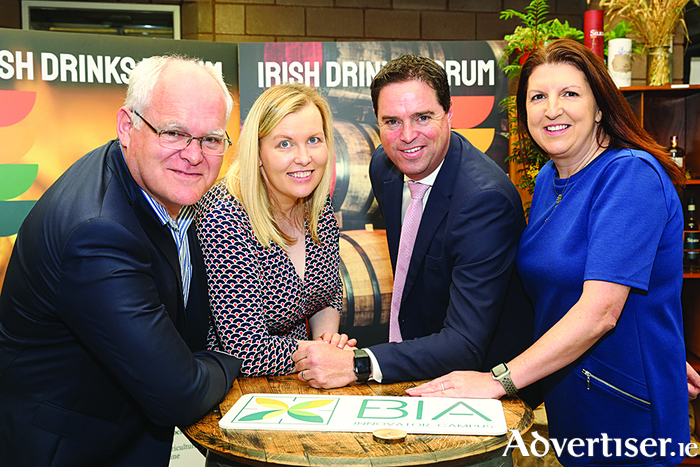 Peter Feeney, Chairperson, BIA Innovator Campus, Elaine Donohue, GM, BIA Innovator Campus, Martin Heydon, T.D. Minister of State, Dept of Agriculture and Annette Kearney, Dair Nua pictured at the inaugural Irish Drinks Forum 2023 "Irish Spirits Renaissance - Let’s Reset’, which took place at BIA Innovator Campus, Athenry, Co. Galway.