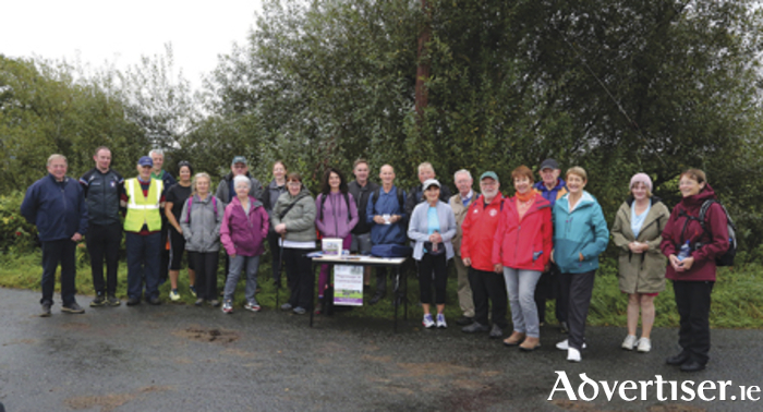 The walkers gather in Clonbonny to start the Pilgrimage walk to Clonmacnoise on Pattern Sunday which raised €6000 for Athlone Meals on Wheels.
