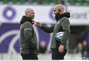 Connacht head coach Pete Wilkins (left) and new defence coach Scott Fardy are ready for a new season when Ospreys arrive at the Sportsground on Saturday. Photo by Ben McShane/Sportsfile