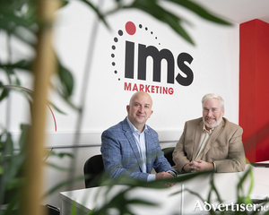 Pictured at the announcement are (L-R): Kevin Moran, Managing Director, IMS Marketing; and Marty Martin, CEO, LOCOMOTIVE Agency. 