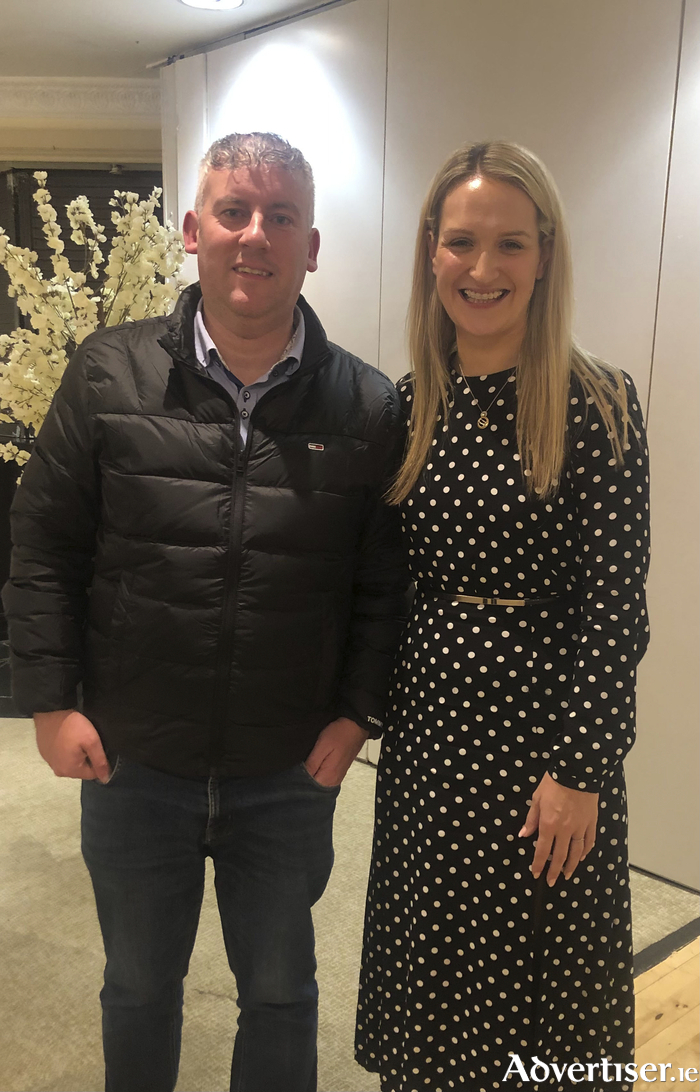 Galway County Councillor Andrew Reddington (FG) with Minister for Justice Helen McEntee (FG) at the Menlo Park Hotel last week